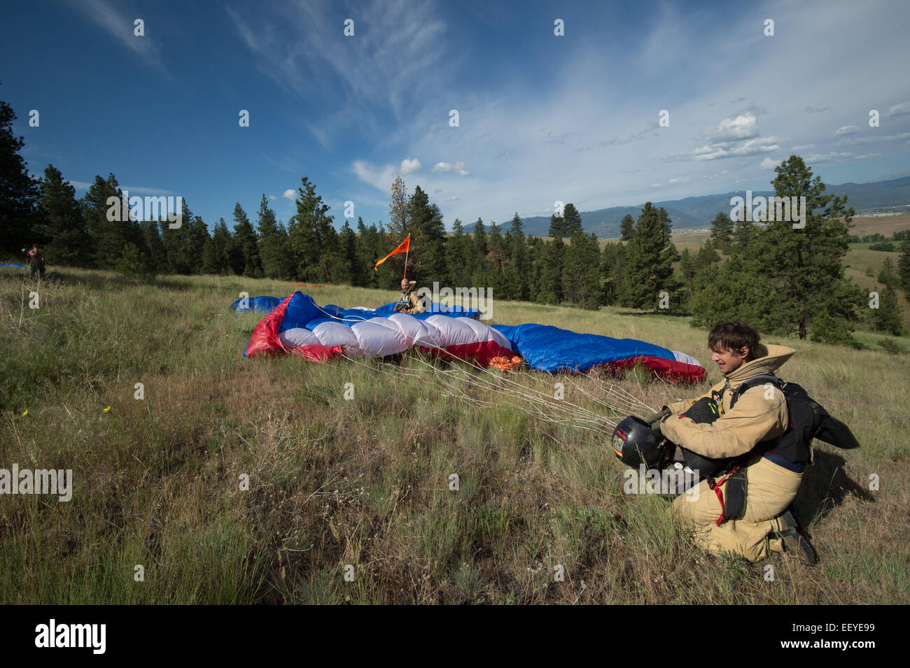 Smoke Jumpers practice their jumps in MIssoula June 10, 2014 Stock