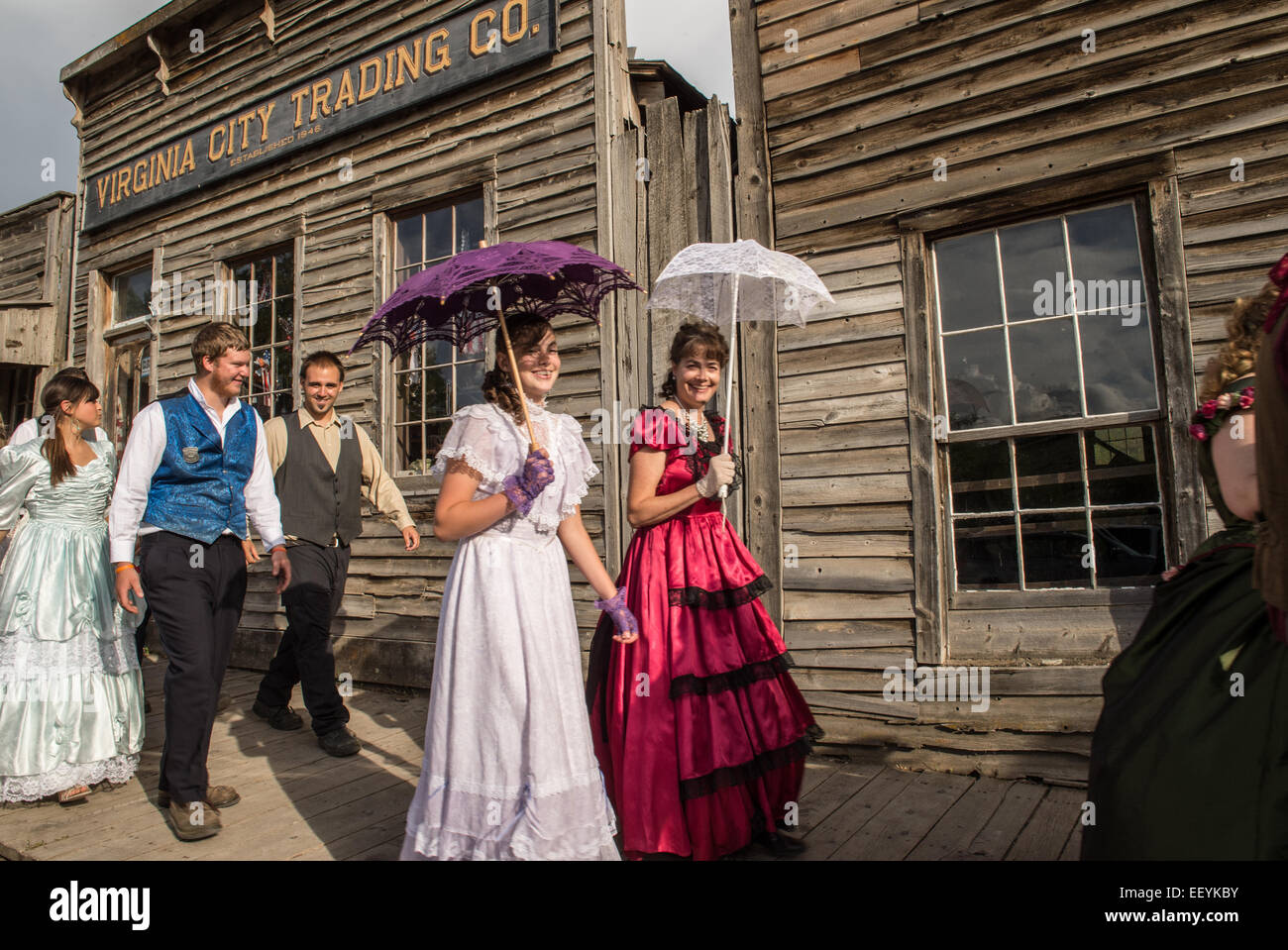 Tourists and Montanans gather for the 1864 Grand Victorian Ball for Stock Photo, Royalty Free