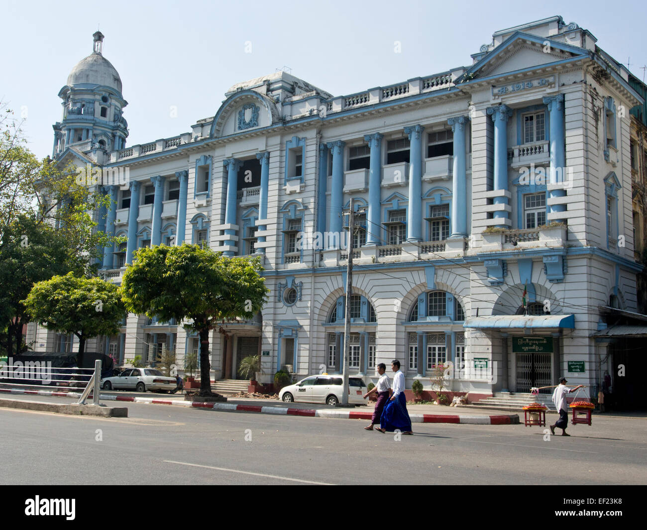 British Period Colonial Buildings In Central Yangon Myanmar Stock