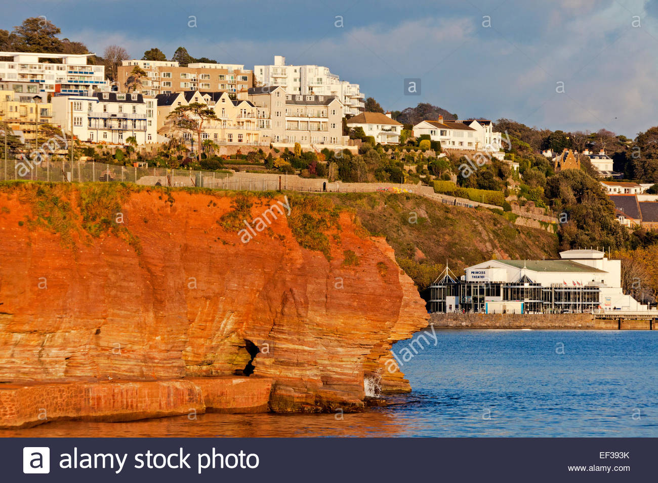 Permian red sandstone cliffs in the town of Torquay Devon England UK