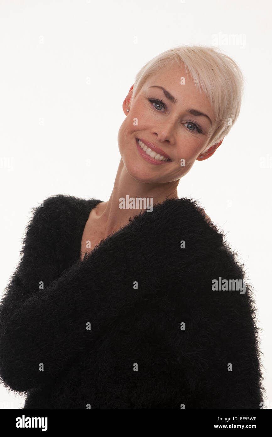 Mature Woman Smiling Headshot Stock Photo Alamy