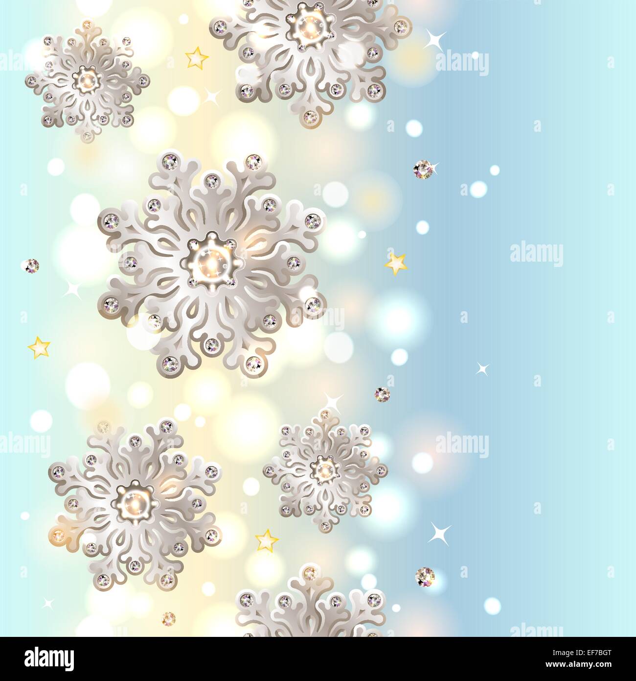 Shiny Blue Christmas Seamless Background With Silver Snowflakes