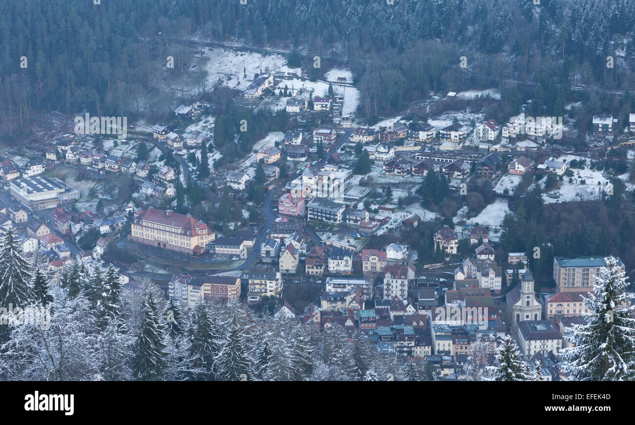 Black forest covered in snow, bad wildbad, spa town, view from ...
