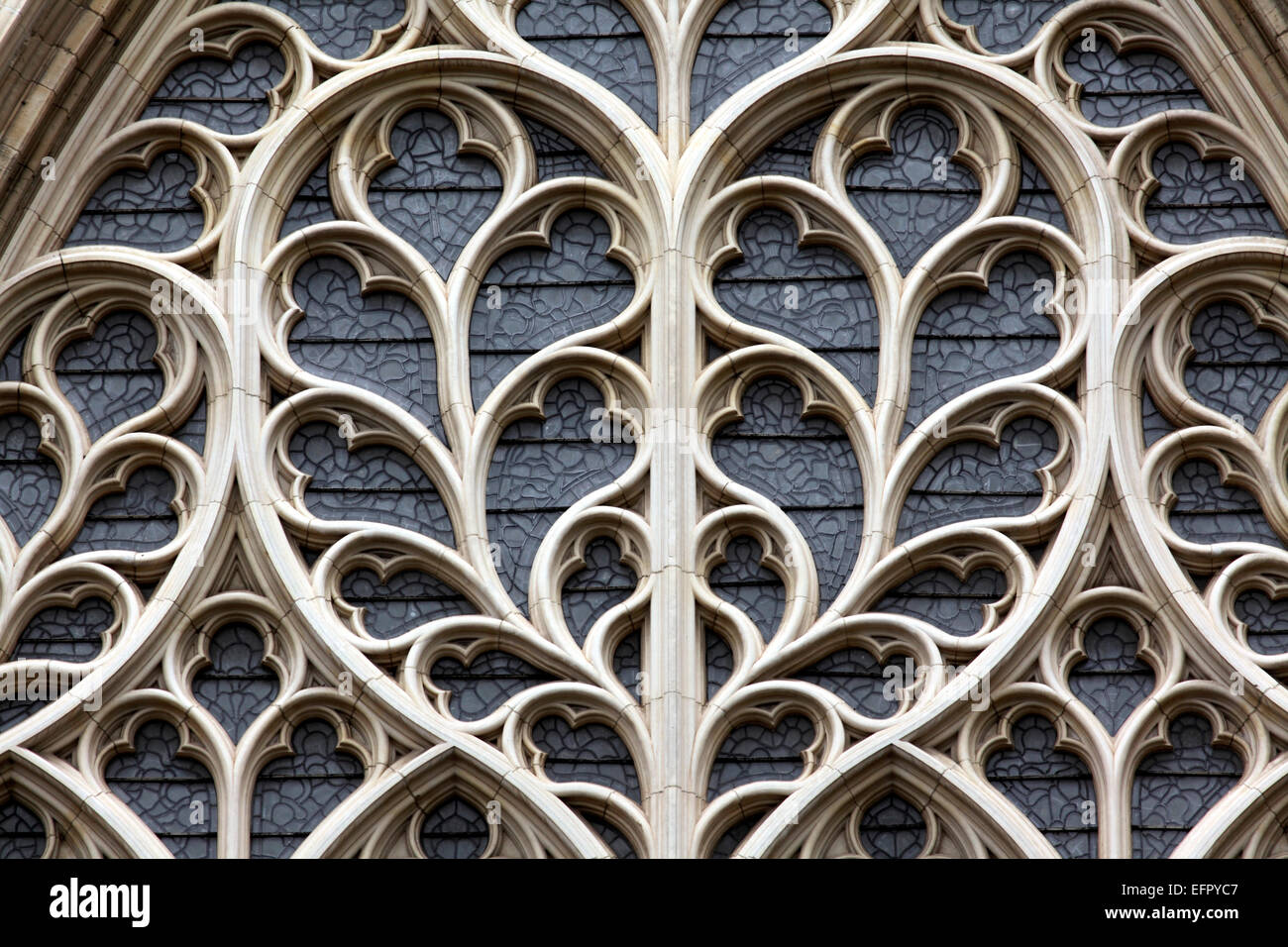 Close up of the stone tracery in the west window of York Minster Stock
