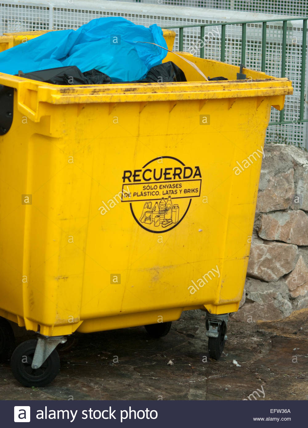 Spain Andalusia Malaga Province Costa Del Sol Rubbish Trash Bin Stock