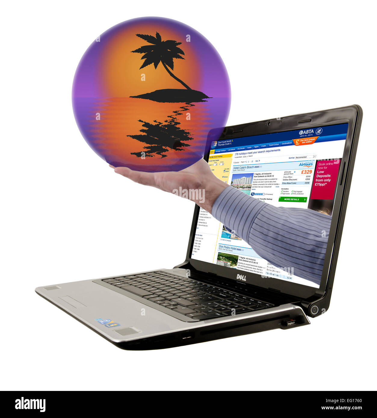 concept image of booking a holiday vacation online Stockfoto