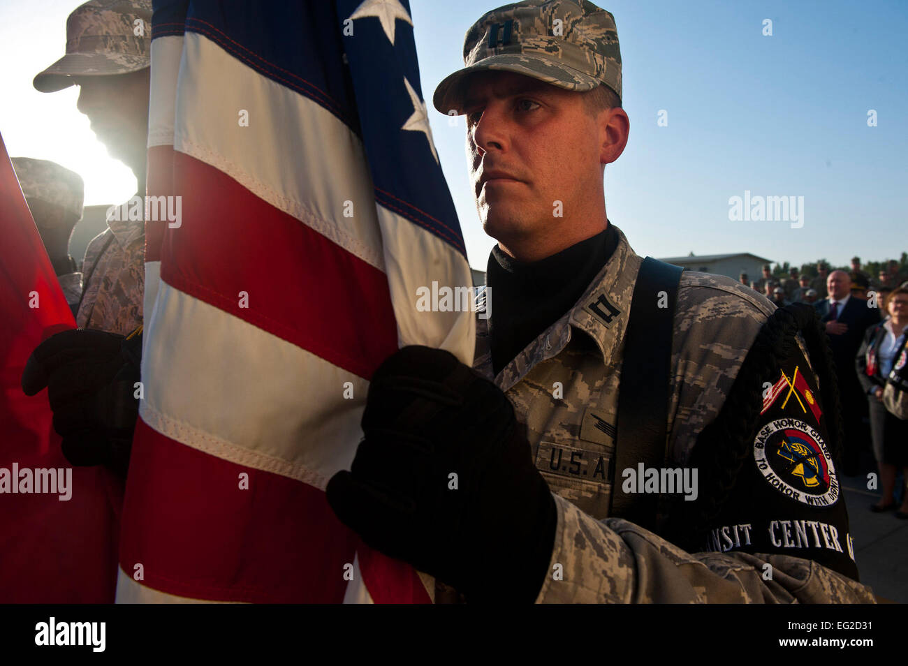 Capt Ryan Kerr Posts The Colors With Fellow Service Members During A 9