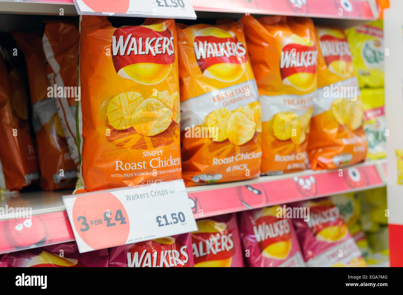 Walkers Crisps Supermarket Shelf Stock Photo, Royalty Free Image