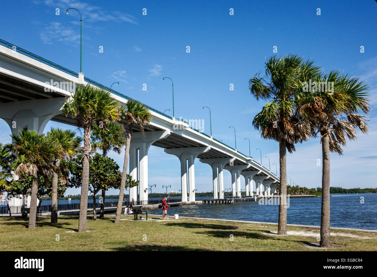 Florida Jensen Beach Indian River Lagoon Frank A. Wacha Bridge NE Stock Photo, Royalty Free