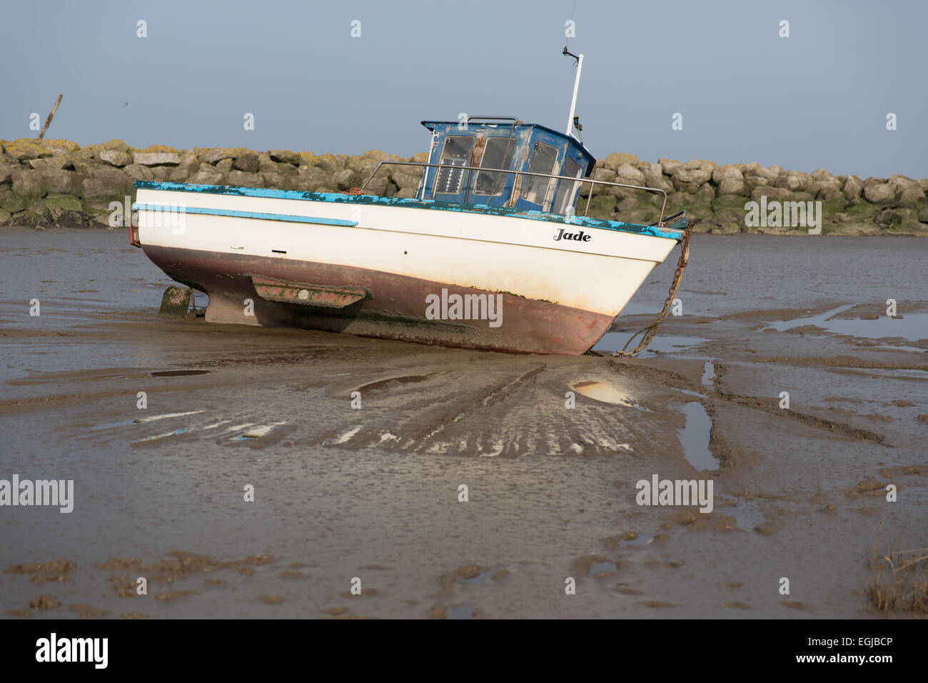 Inshore Fishing Boats In Morecambe Bay Aground And Waiting For The