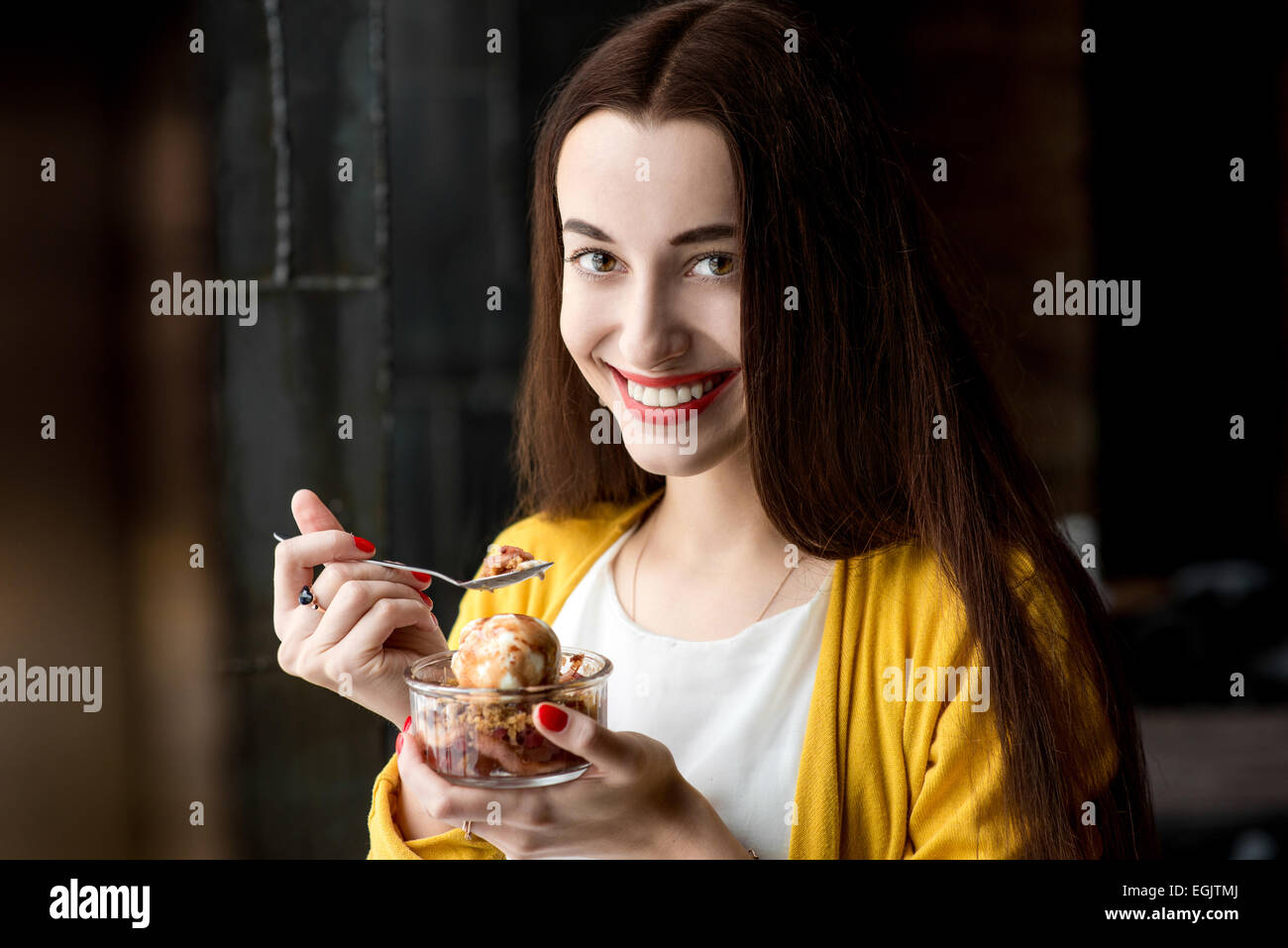 Beautiful Woman Eating Ice Cream Hi Res Stock Photography And Images