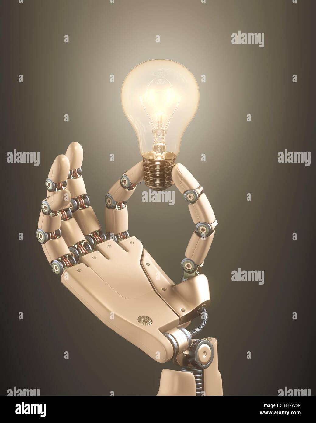 Robotic Hand Holding A Light Bulb Stock Photo Alamy