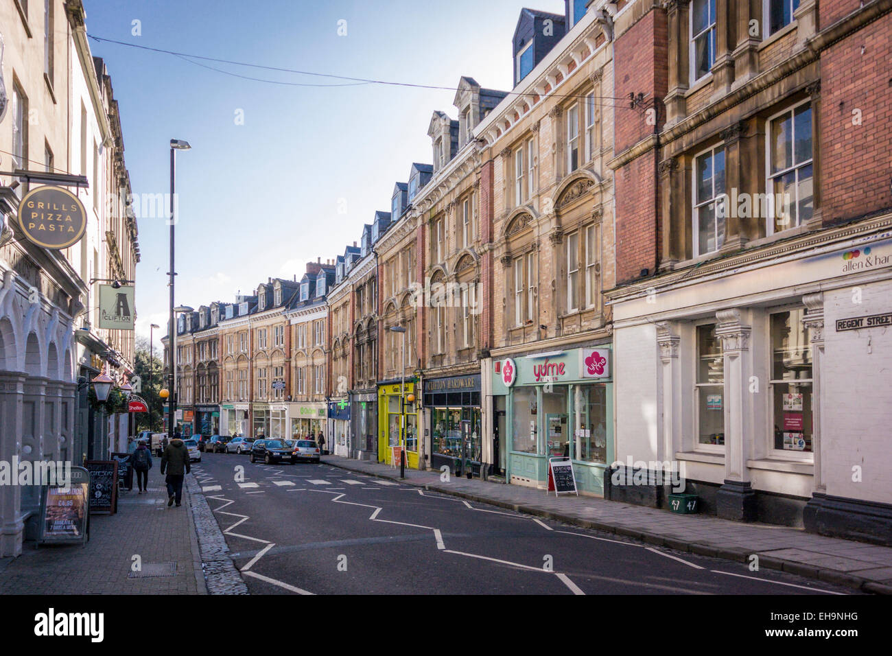 CLIFTON, BRISTOL, UK, 30 JANUARY 2015 terraced shops in