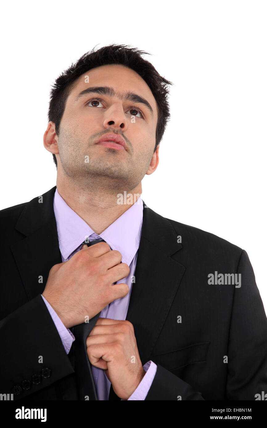 A Businessman Adjusting His Tie Stock Photo Alamy