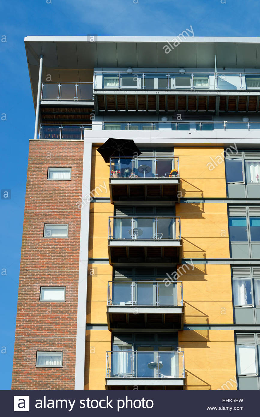 Apartment block, Poole, Dorset, England UK Stock Photo, Royalty Free