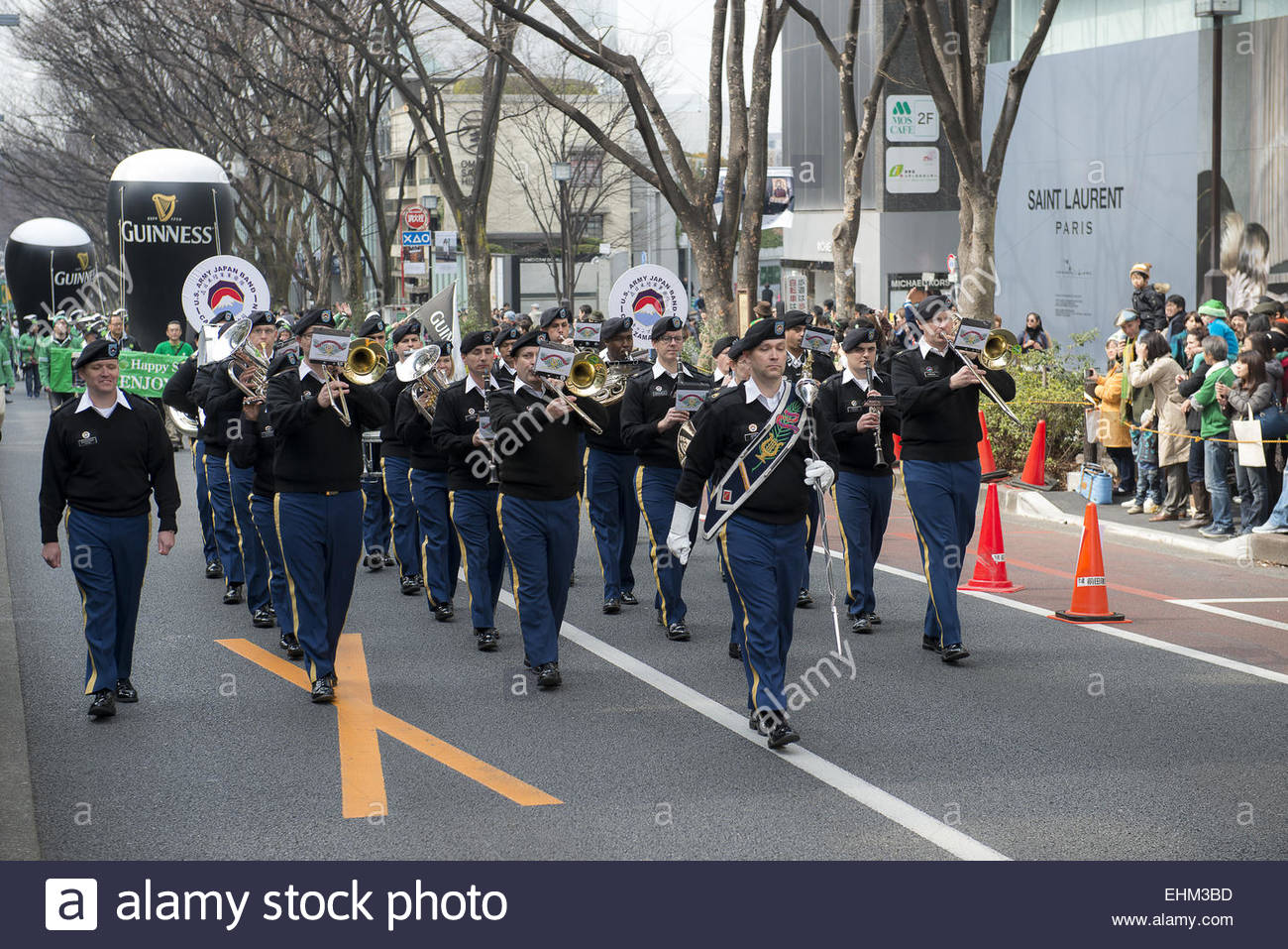 Celebrate St. Patrick's Day in Japan, parade in Tokyo at Omotesando Stock Photo, Royalty Free