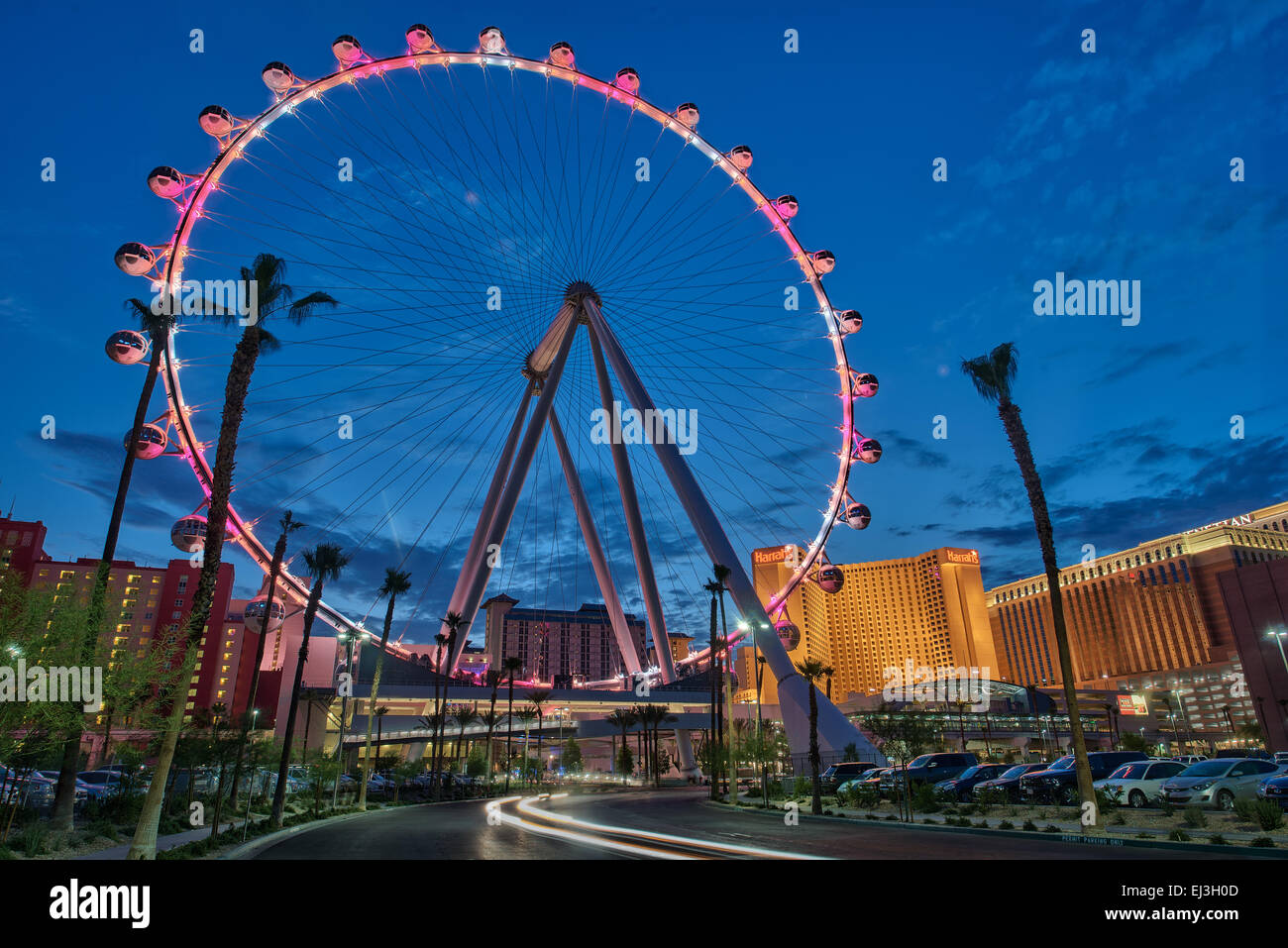 High Roller Ferris Wheel at The Linq entertainment district in Las Stock Photo, Royalty Free