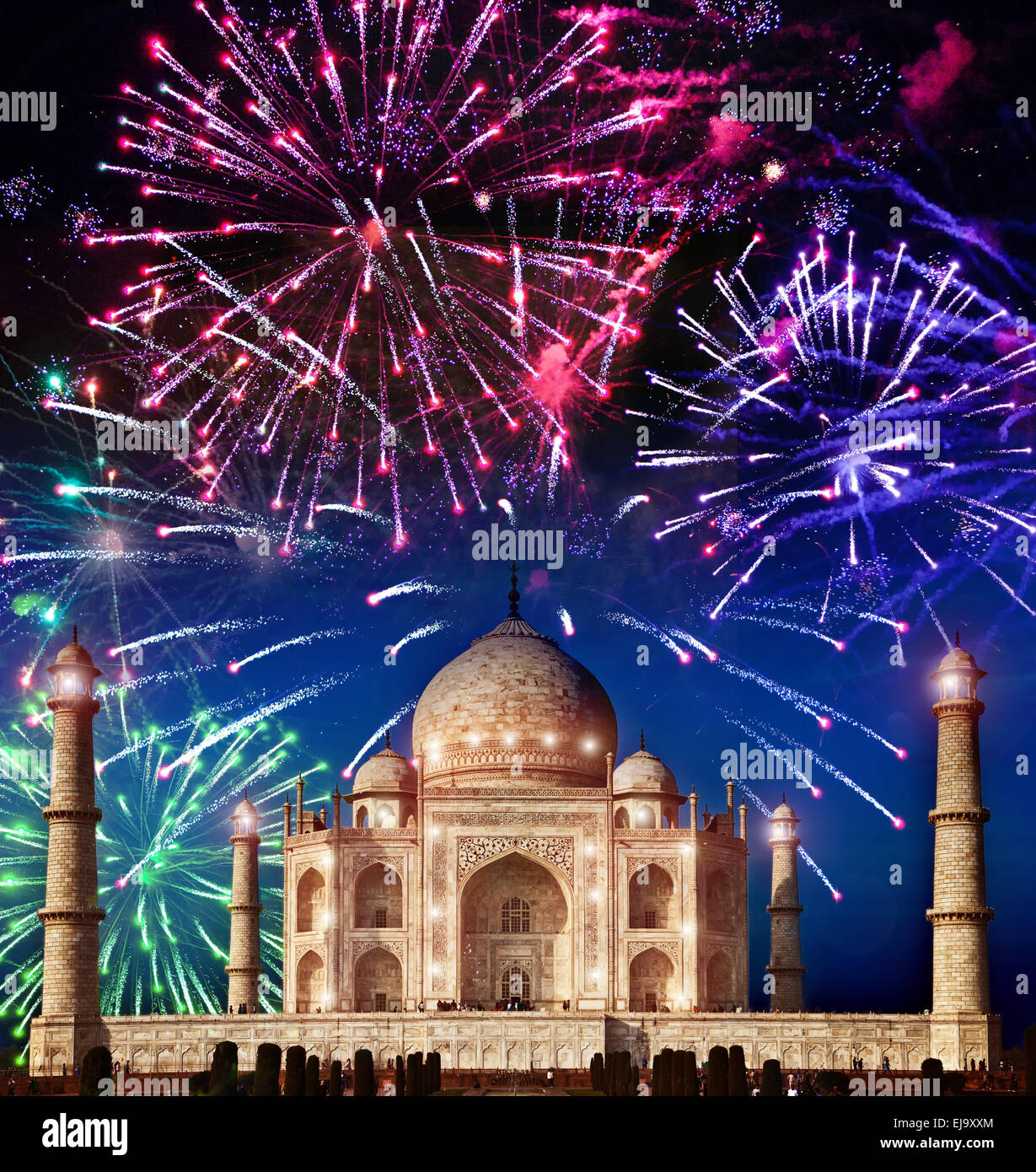 Festive fireworks over Taj Mahal, India Stock Photo 80123980 Alamy
