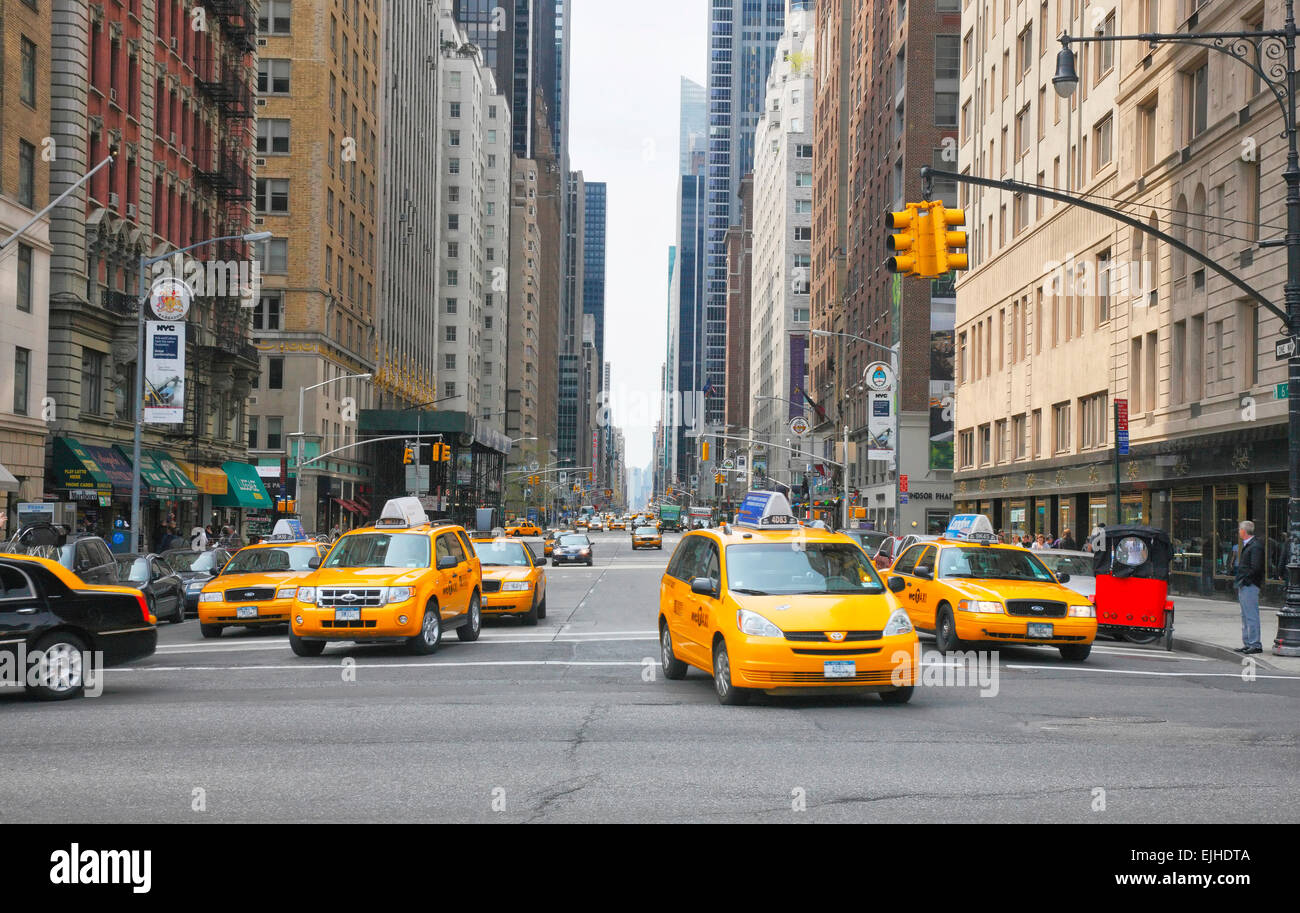 New York taxi, Manhattan, 6 ave Stock Photo, Royalty Free Image