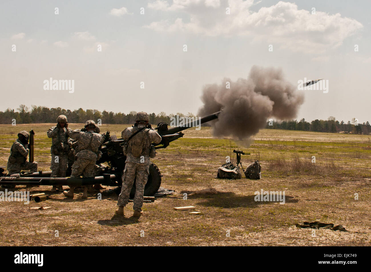 Artillerymen of Battery B, 2nd Battalion, 319th Airborne Field Stock