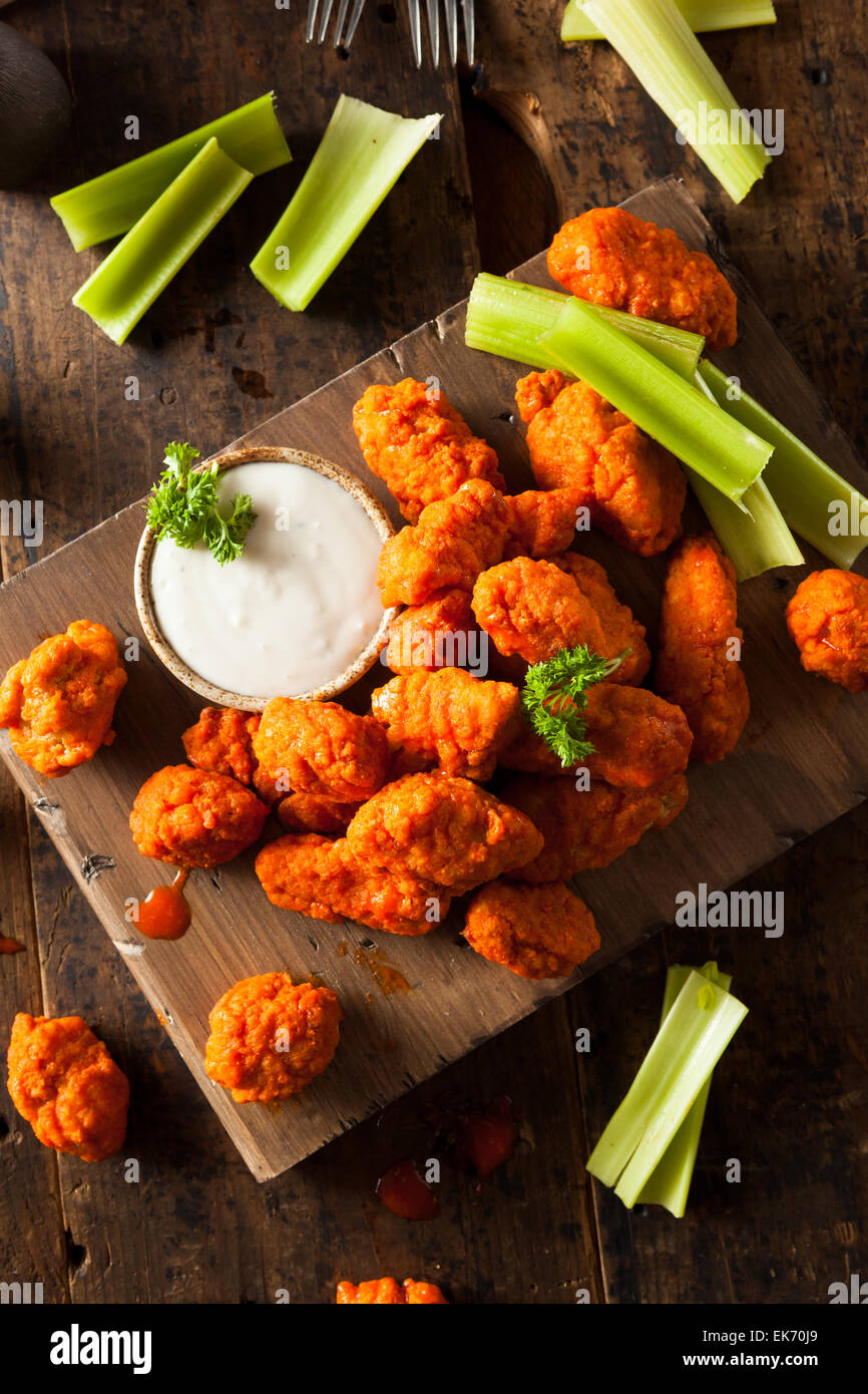 Hot And Spicy Boneless Buffalo Chicken Wings With Ranch Stock Photo Alamy