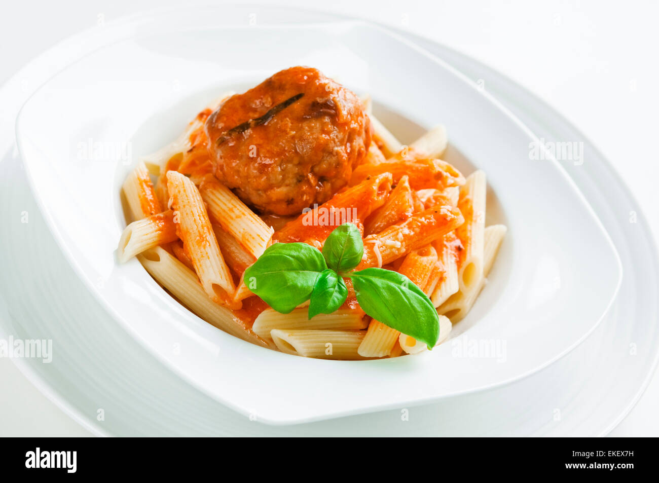 Pasta With Meatball Stock Photo Alamy