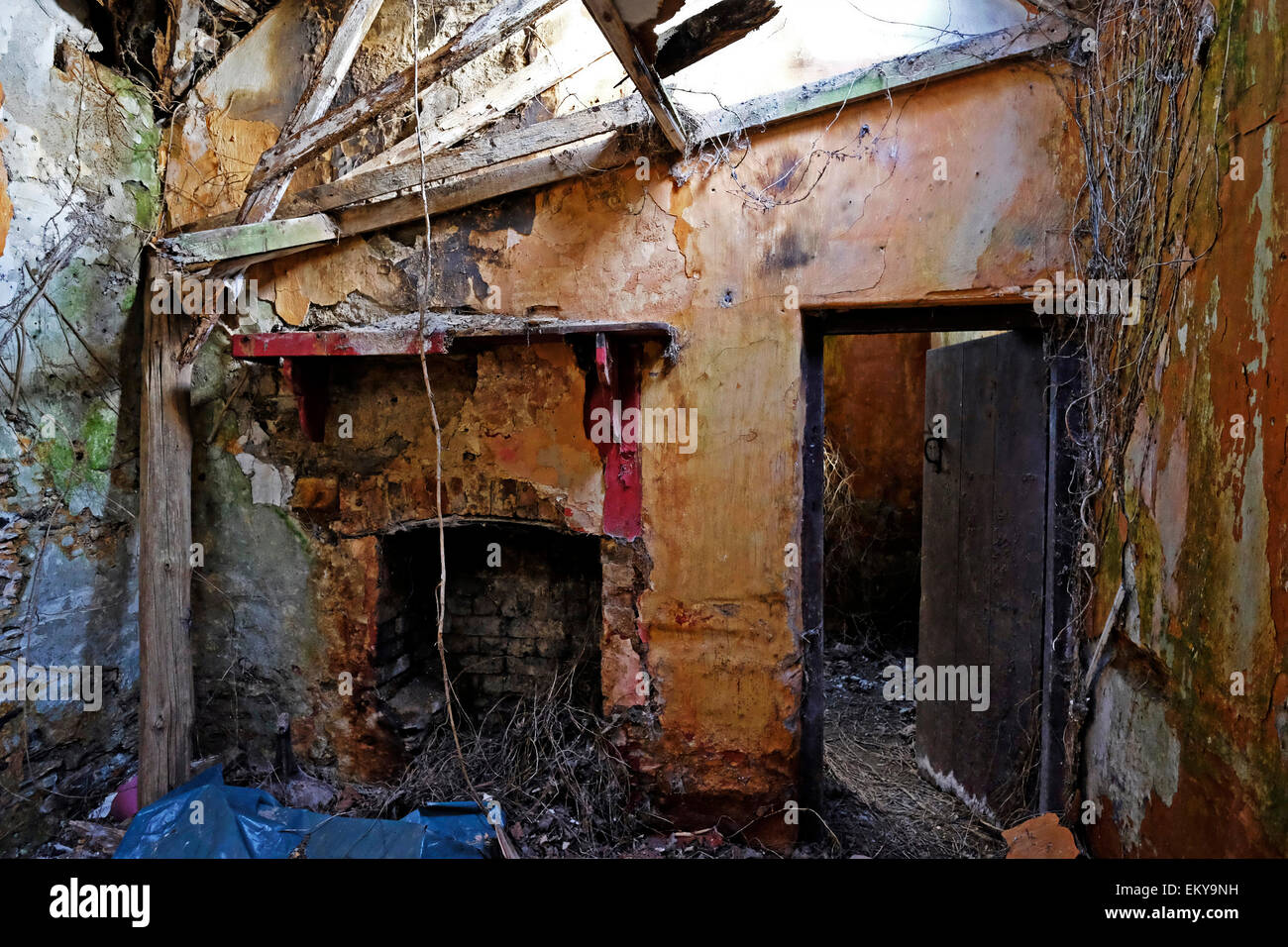 the ruined and shabby interior of old abandoned gate lodge house the ruined and shabby interior of old abandoned gate lodge house