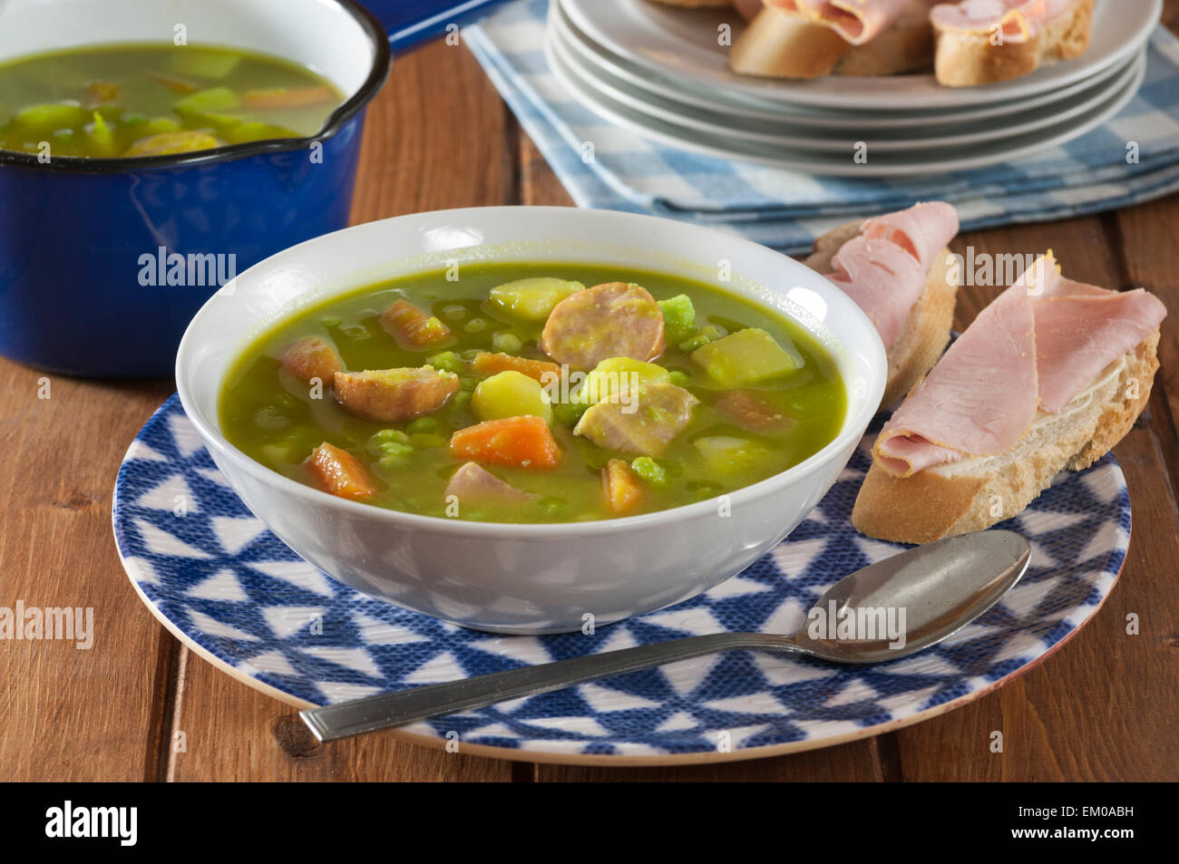Dutch pea soup. Traditional food Holland Stock Photo, Royalty Free