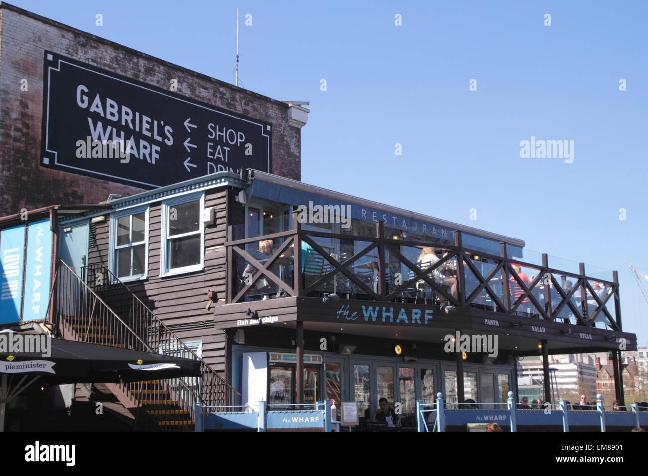 The Wharf Restaurant Gabriels Wharf South Bank London Stock Photo