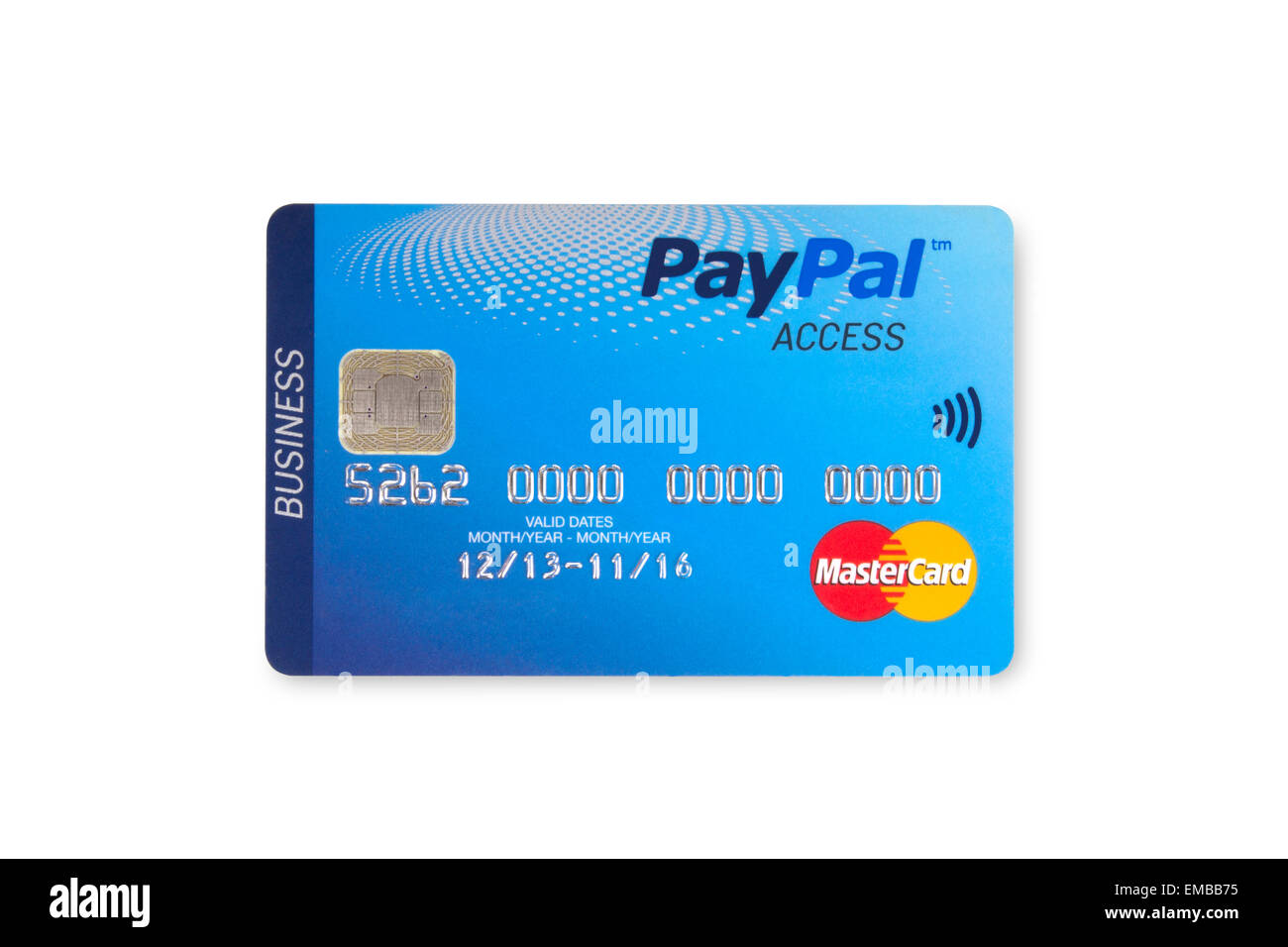 PayPal Business MasterCard on white background Stock Photo, Royalty