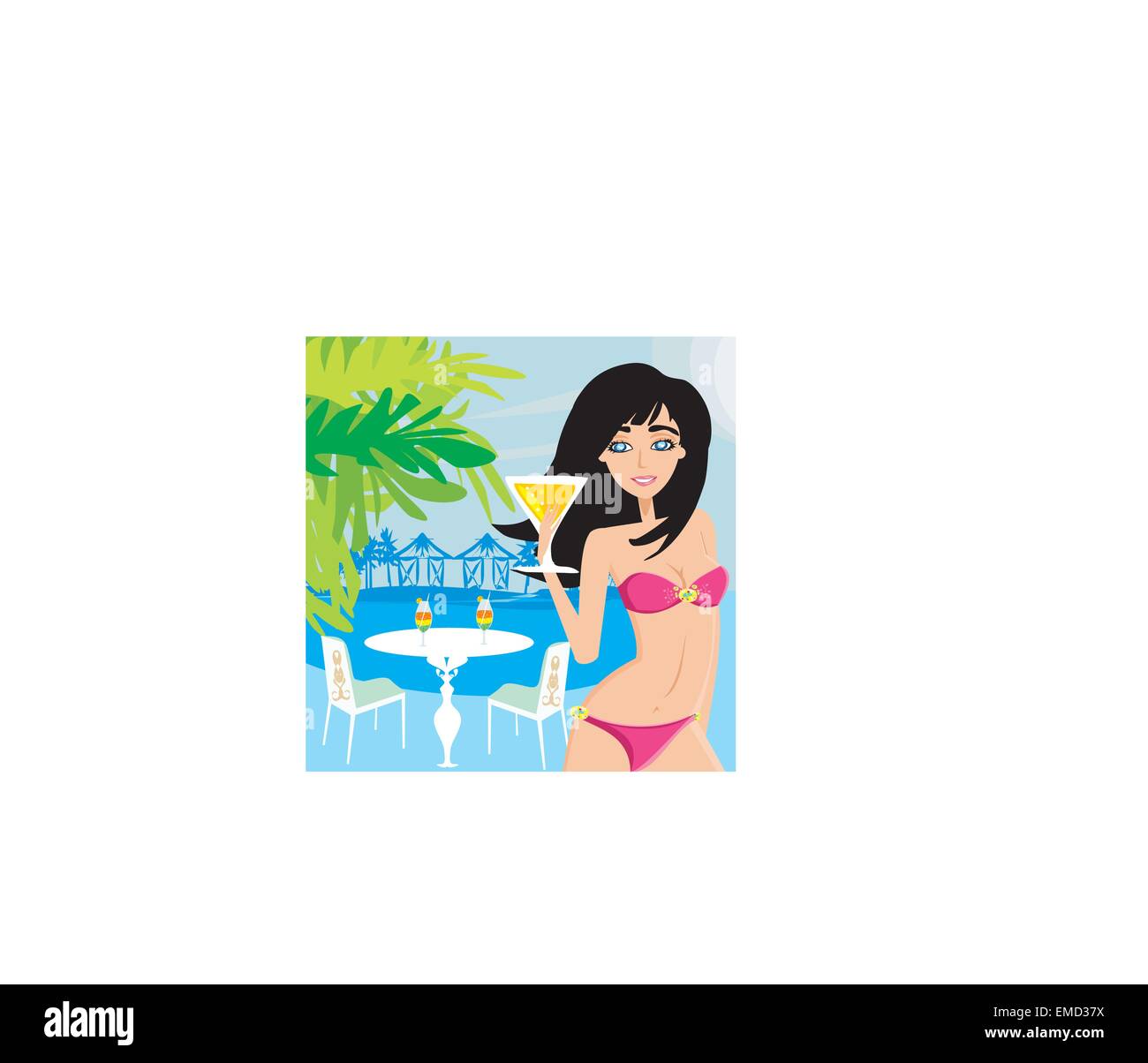 Slender Girl In In Bikini Stock Vector Images Alamy