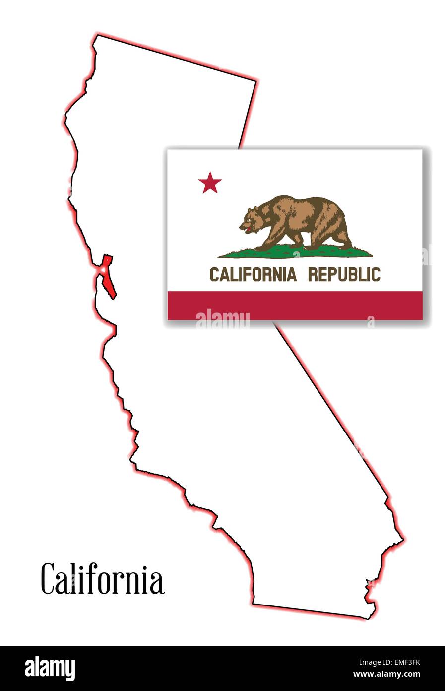 California State Map And Flag California State Map And Flag