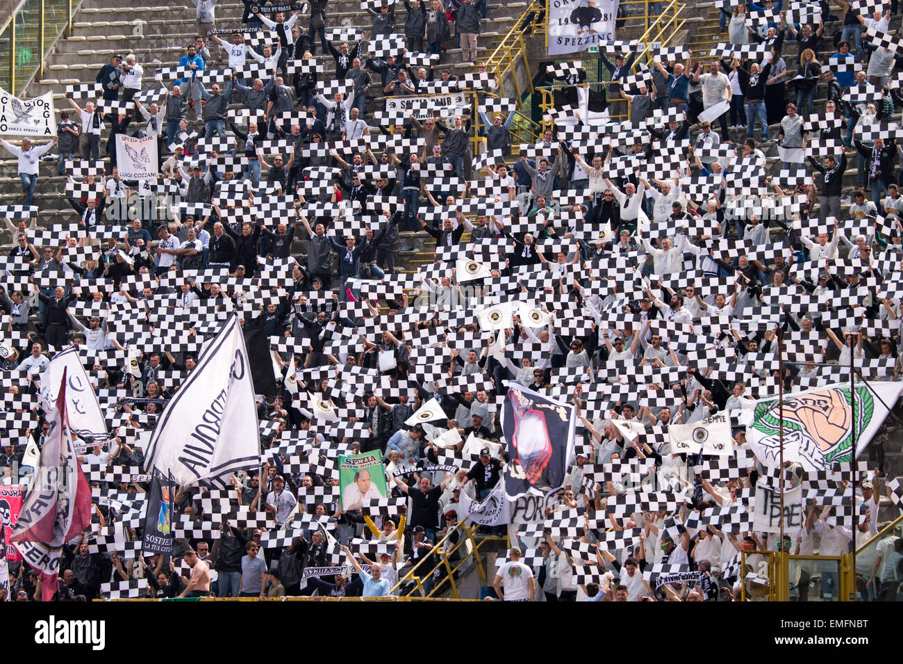 Bologna, Italy. 18th Apr, 2015. Spezia fans Football/Soccer Italian