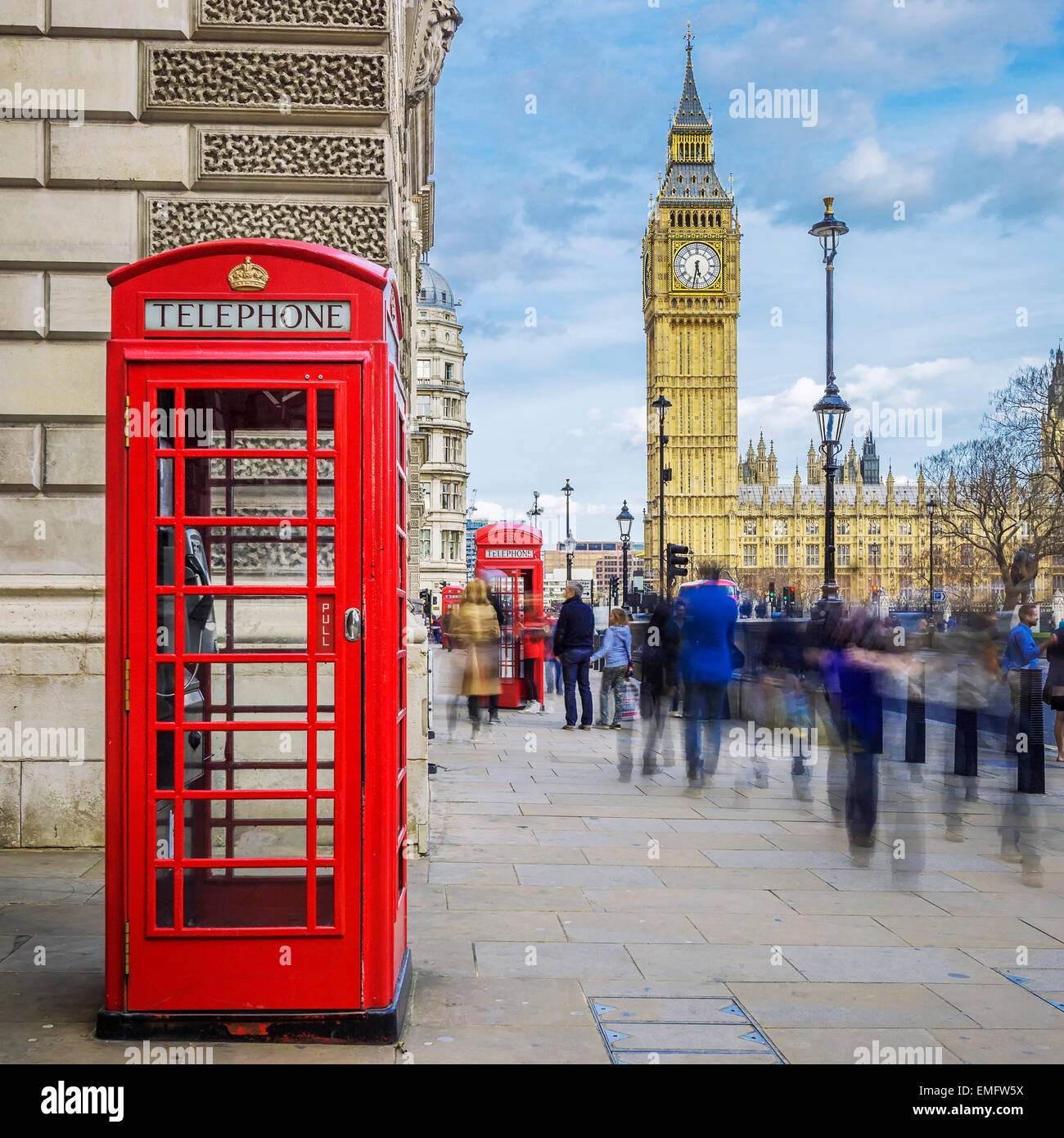 Red Phone Box With Big Ben On Background London Stock Photo