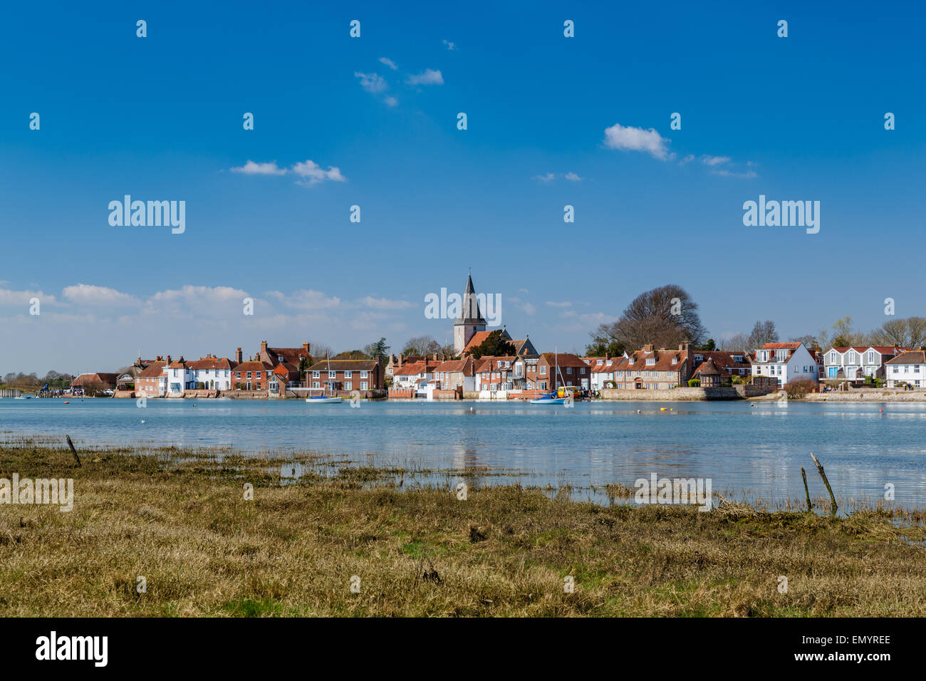 Bosham harbour and Bosham village, Near Chichester, West Sussex Stock
