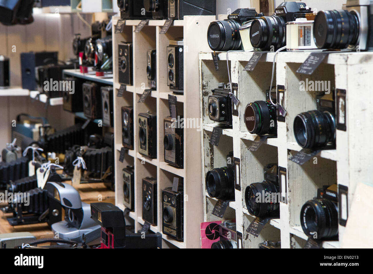 Second Hand Cameras On Sale At Camden Market London Stock Photo