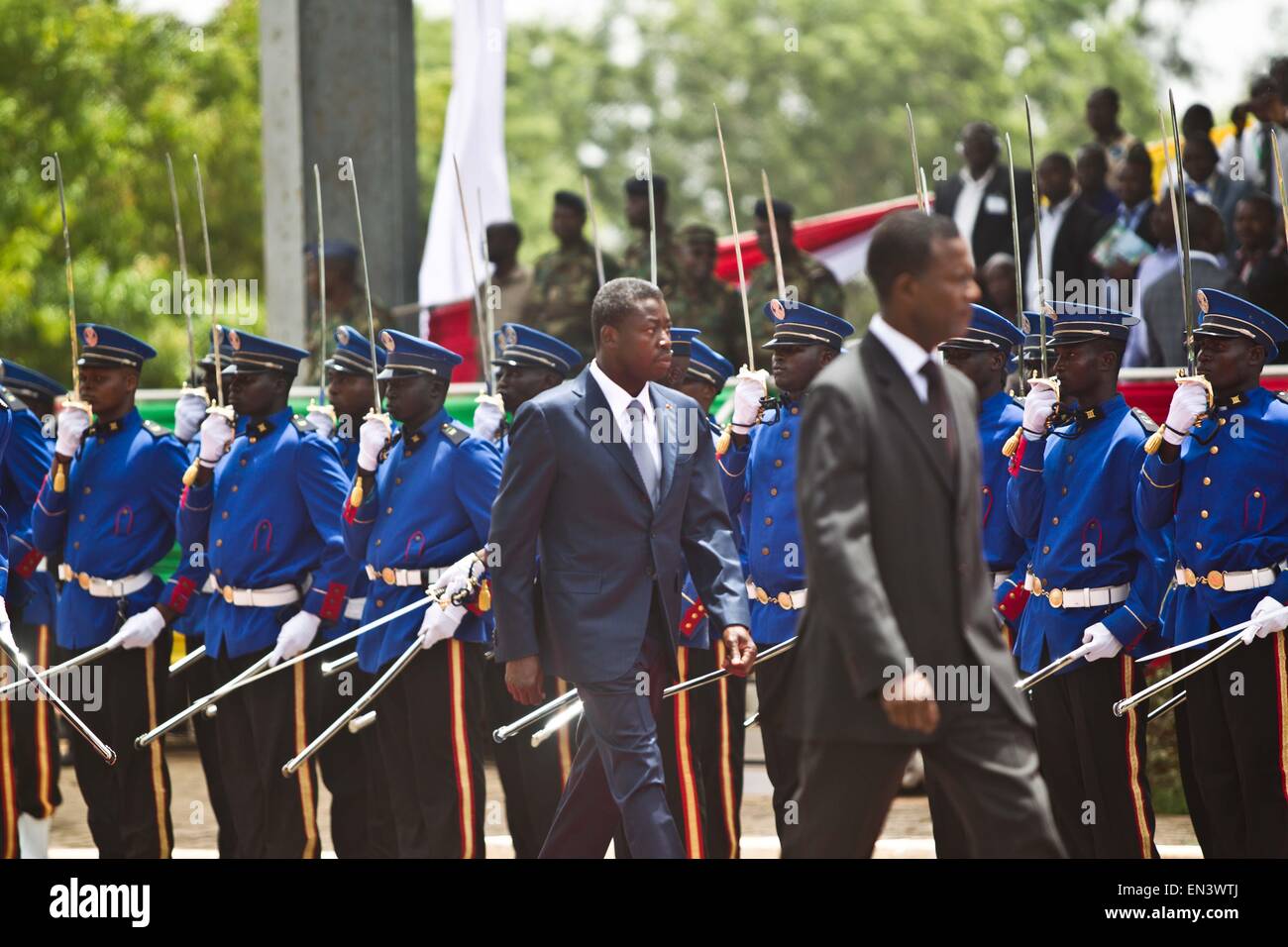Lome, Togo. 27th Apr, 2015. Togo's president Faure Gnassingbe observe