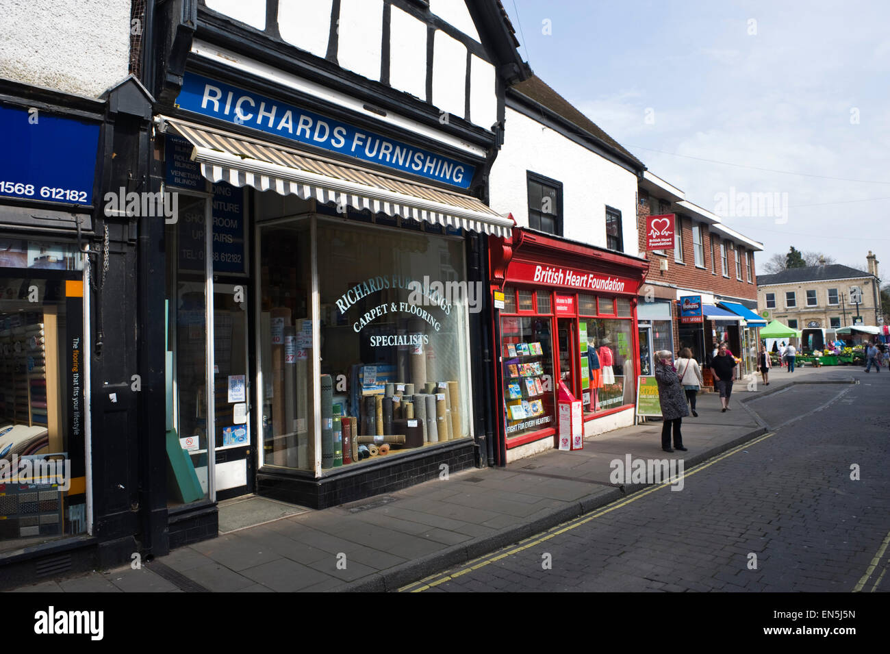 Local shops in town of Leominster Herefordshire England UK Stock Photo