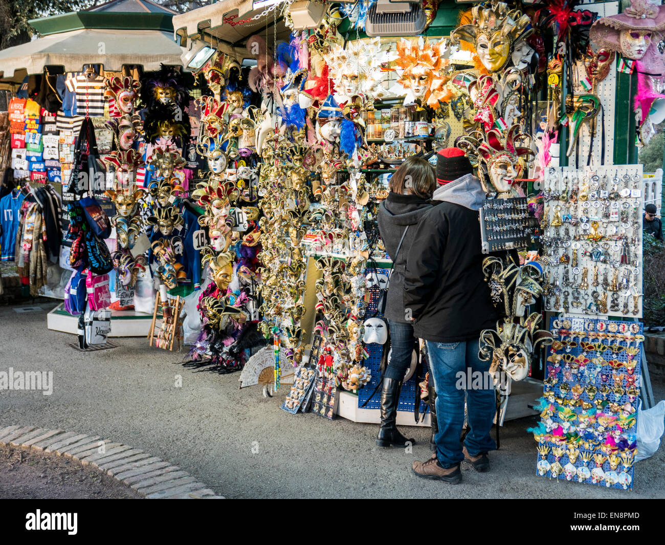 Vendors selling souvenirs, Venice, Italy, City of Canals Stock Photo