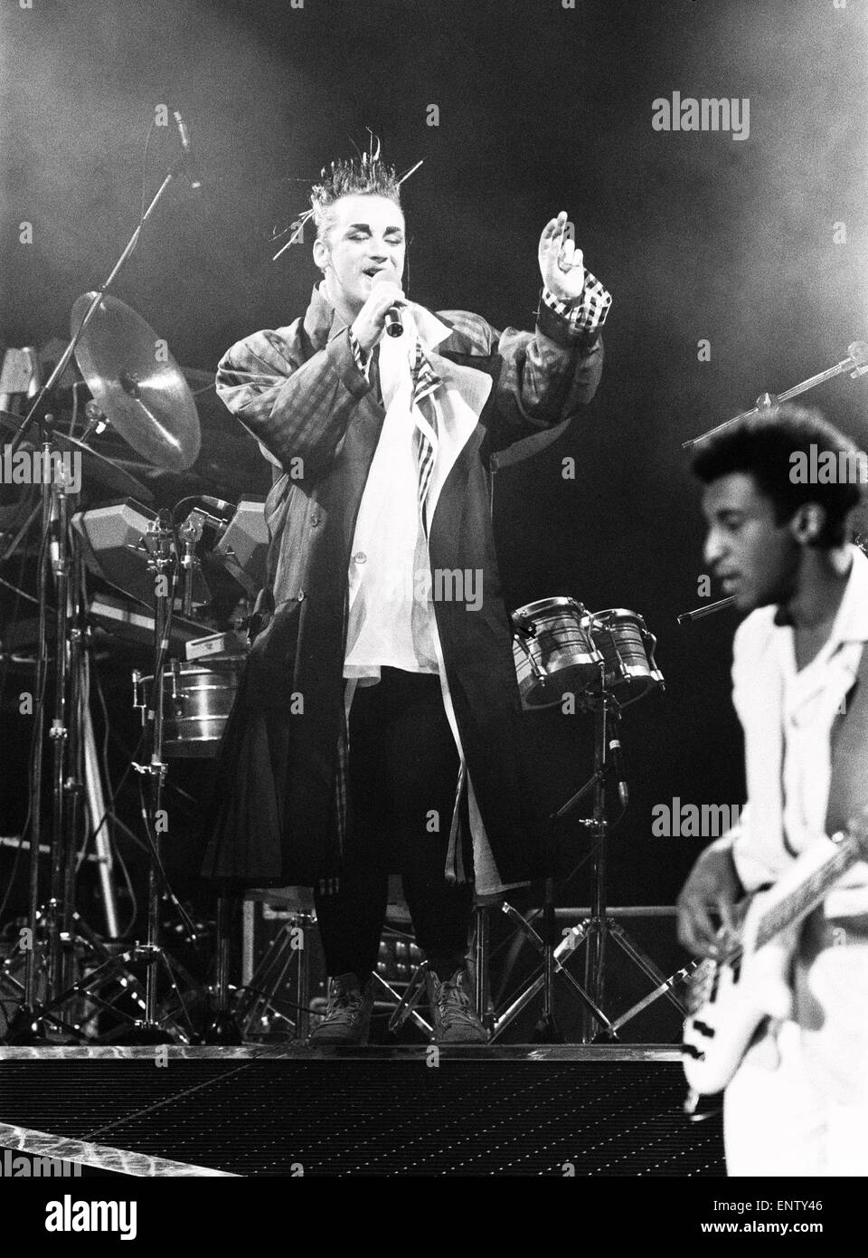 Culture Club Singer Boy George Performing In Concert, August 1985 Stock ...