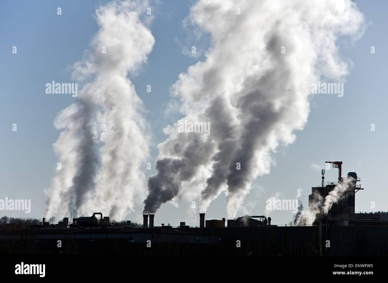 Environmental pollution by industrial emissions Stock Photo, Royalty