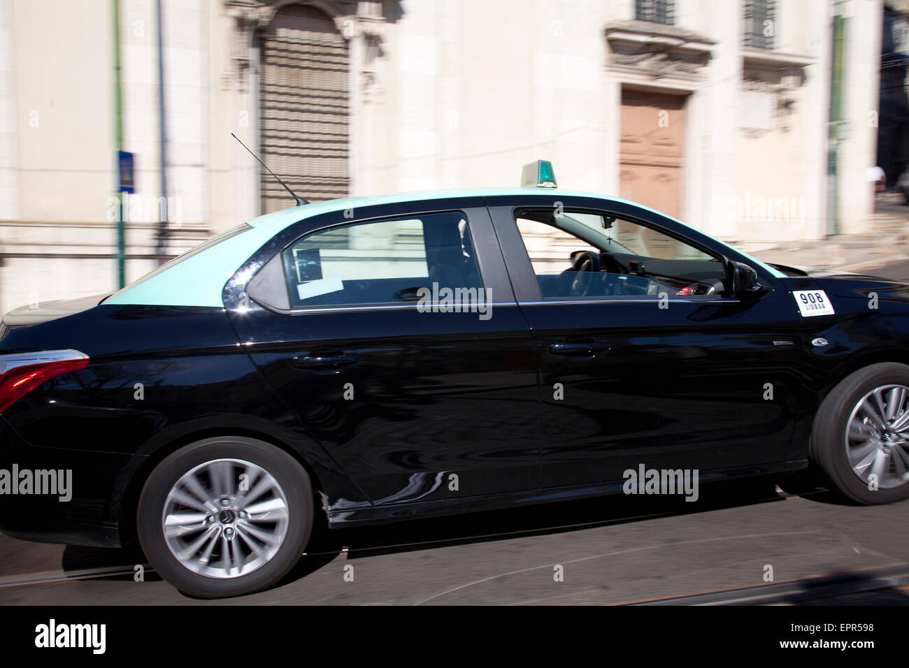 Portuguese Taxi in Lisbon Portugal Stock Photo, Royalty Free Image