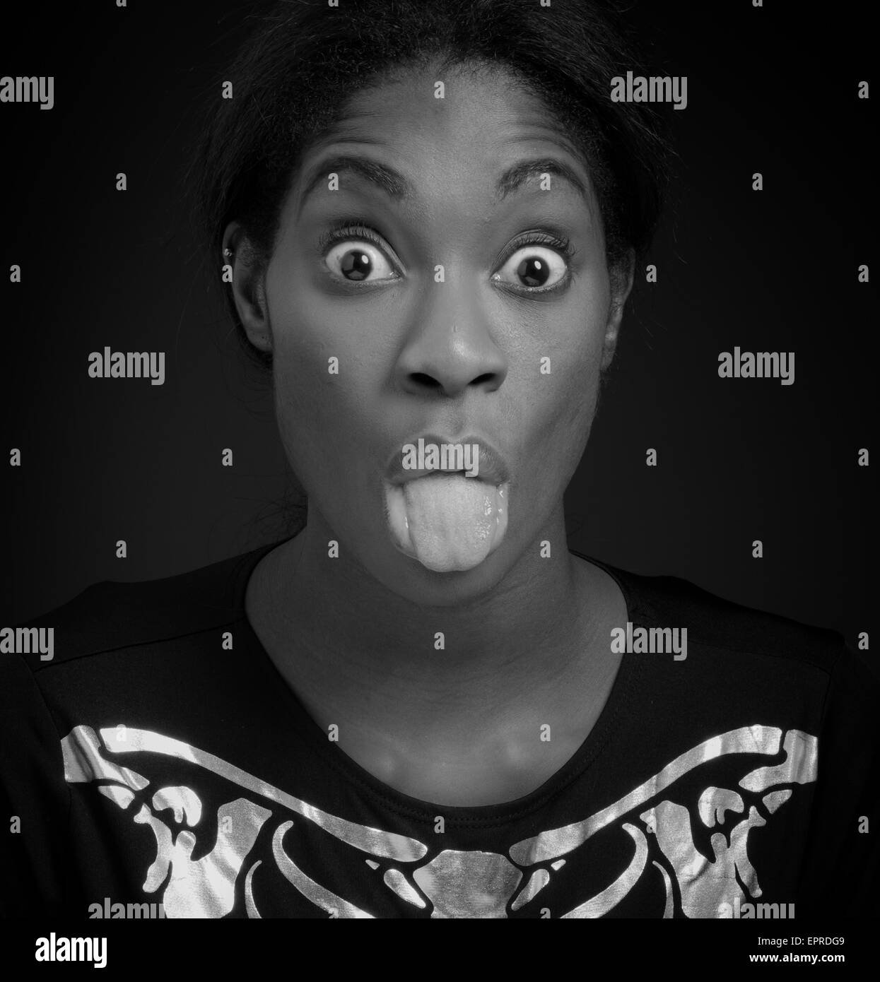 African Girl Sticking Out Tongue Black And White Stock Photos Images