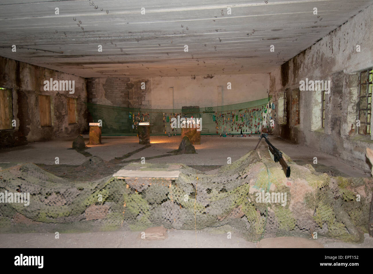 Shooting range in Jodl bunker in Wolfsschanze, Hitler's Wolf's Lair