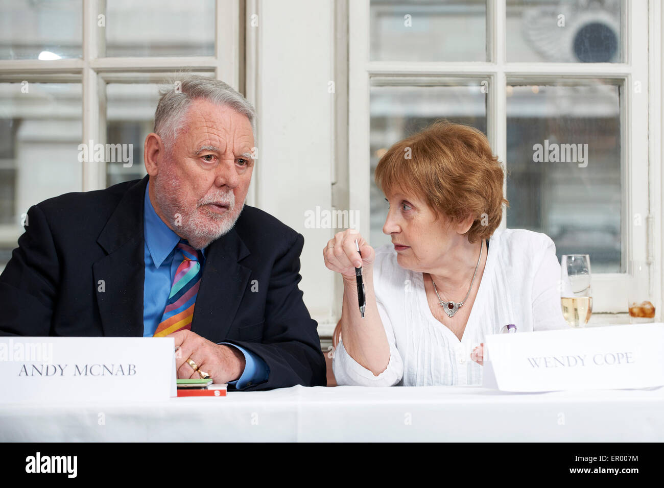 Terry Waite and Wendy Cope at the Oldie Literary Lunch 19/05/15 Stock