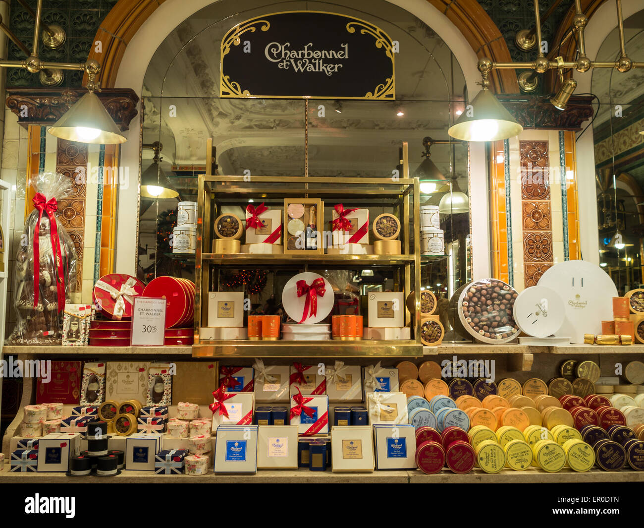 Chocolate display at Harrods store Stock Photo, Royalty Free Image