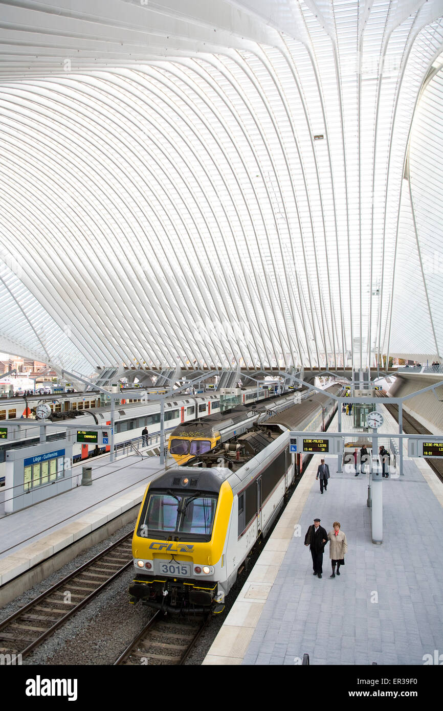 Europe, Belgium, Liege, railway station LiegeGuillemins, architect