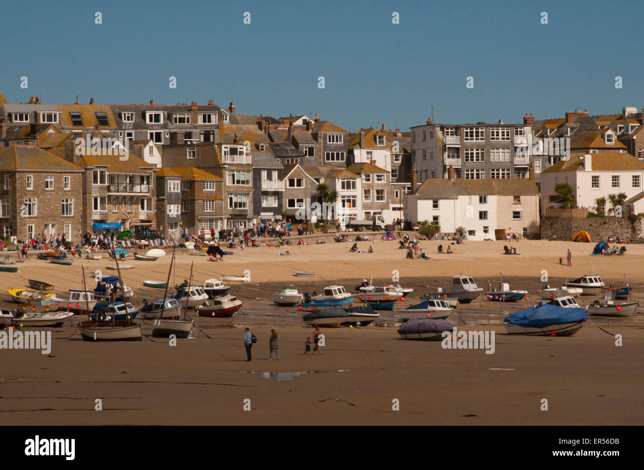 The tide is out on the beach at St. Ives, Cornwall, England Stock Photo