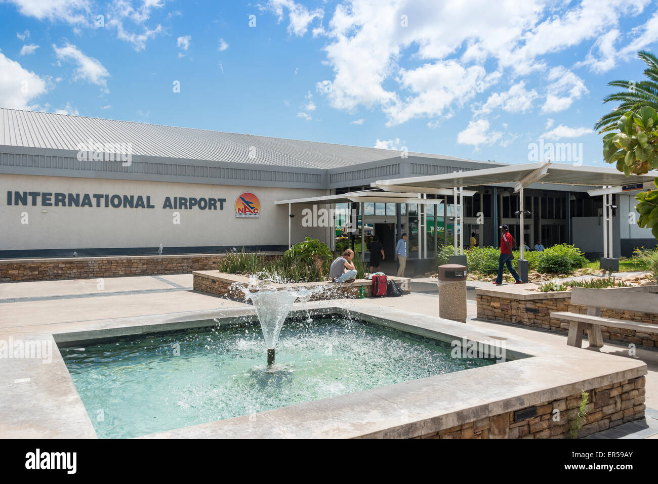 Entrance to Hosea Kutako International Airport terminal, Windhoek Stock Photo, Royalty Free