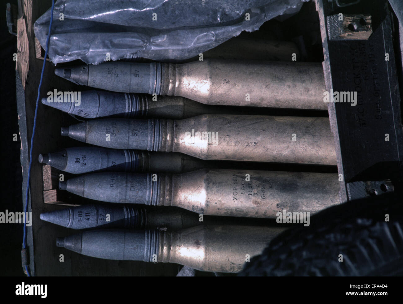 10th March 1991. 57mm shells, used in a Russian/Soviet-made 57mm AZP ...